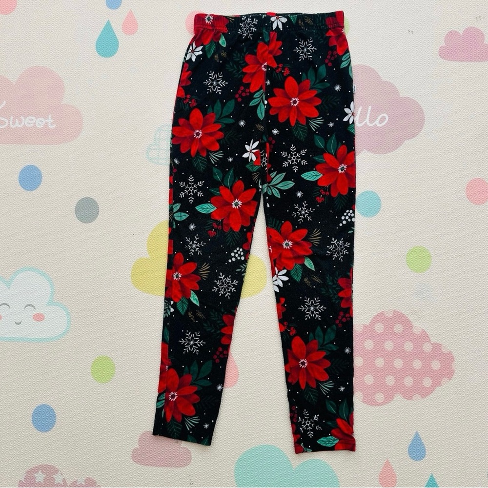 Little Sleepies Red Poinsettia Leggings